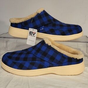 EVGLOW men's blue & black orthopedic slippers